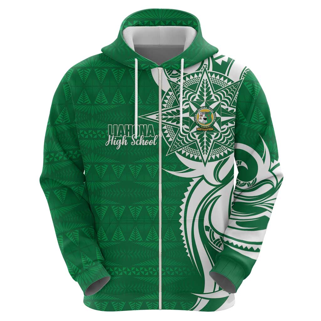 Personalised Liahona - Saineha High School Zip Hoodie Tongan Ngatu Pattern - Polynesian Pride