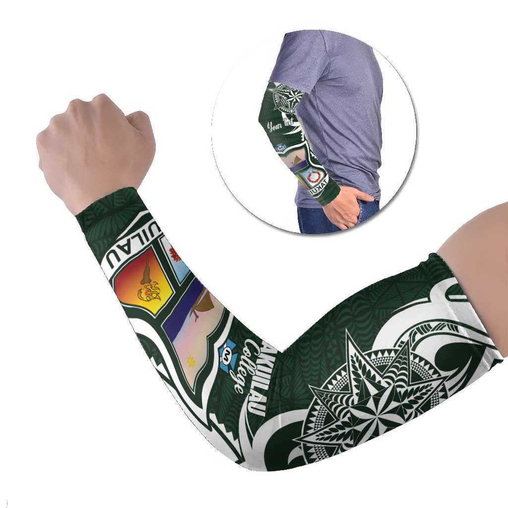 Personalised Tonga Takuilau College Arm Sleeves Est 1975 Tongan Ngatu Pattern - Polynesian Pride