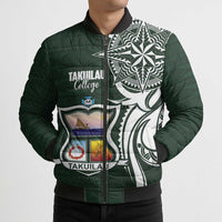 Personalised Tonga Takuilau College Bomber Puffer Jacket Est 1975 Tongan Ngatu Pattern - Polynesian Pride