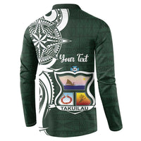 Personalised Tonga Takuilau College Button Sweatshirt Est 1975 Tongan Ngatu Pattern - Polynesian Pride