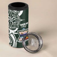 Personalised Tonga Takuilau College 4 in 1 Can Cooler Tumbler Est 1975 Tongan Ngatu Pattern - Polynesian Pride