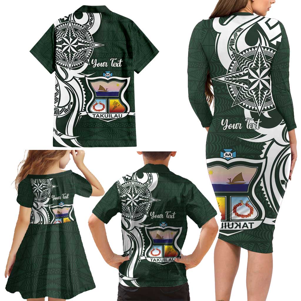 Personalised Tonga Takuilau College Family Matching Long Sleeve Bodycon Dress and Hawaiian Shirt Est 1975 Tongan Ngatu Pattern - Polynesian Pride