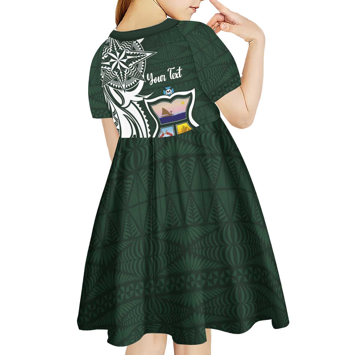 Personalised Tonga Takuilau College Kid Short Sleeve Dress Est 1975 Tongan Ngatu Pattern - Polynesian Pride