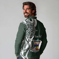 Personalised Tonga Takuilau College Long Sleeve Polo Shirt Est 1975 Tongan Ngatu Pattern - Polynesian Pride