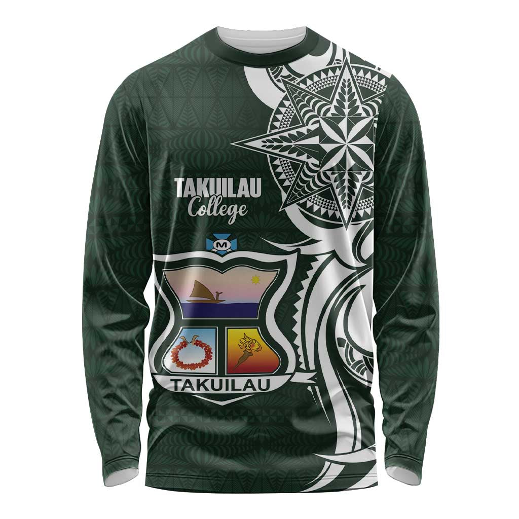 Personalised Tonga Takuilau College Long Sleeve Shirt Est 1975 Tongan Ngatu Pattern - Polynesian Pride