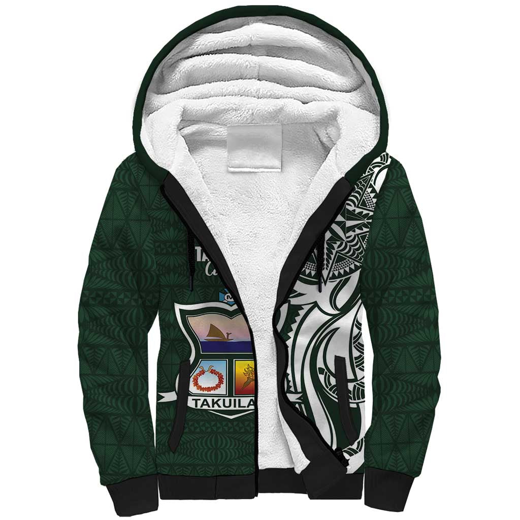 Personalised Tonga Takuilau College Sherpa Hoodie Est 1975 Tongan Ngatu Pattern - Polynesian Pride