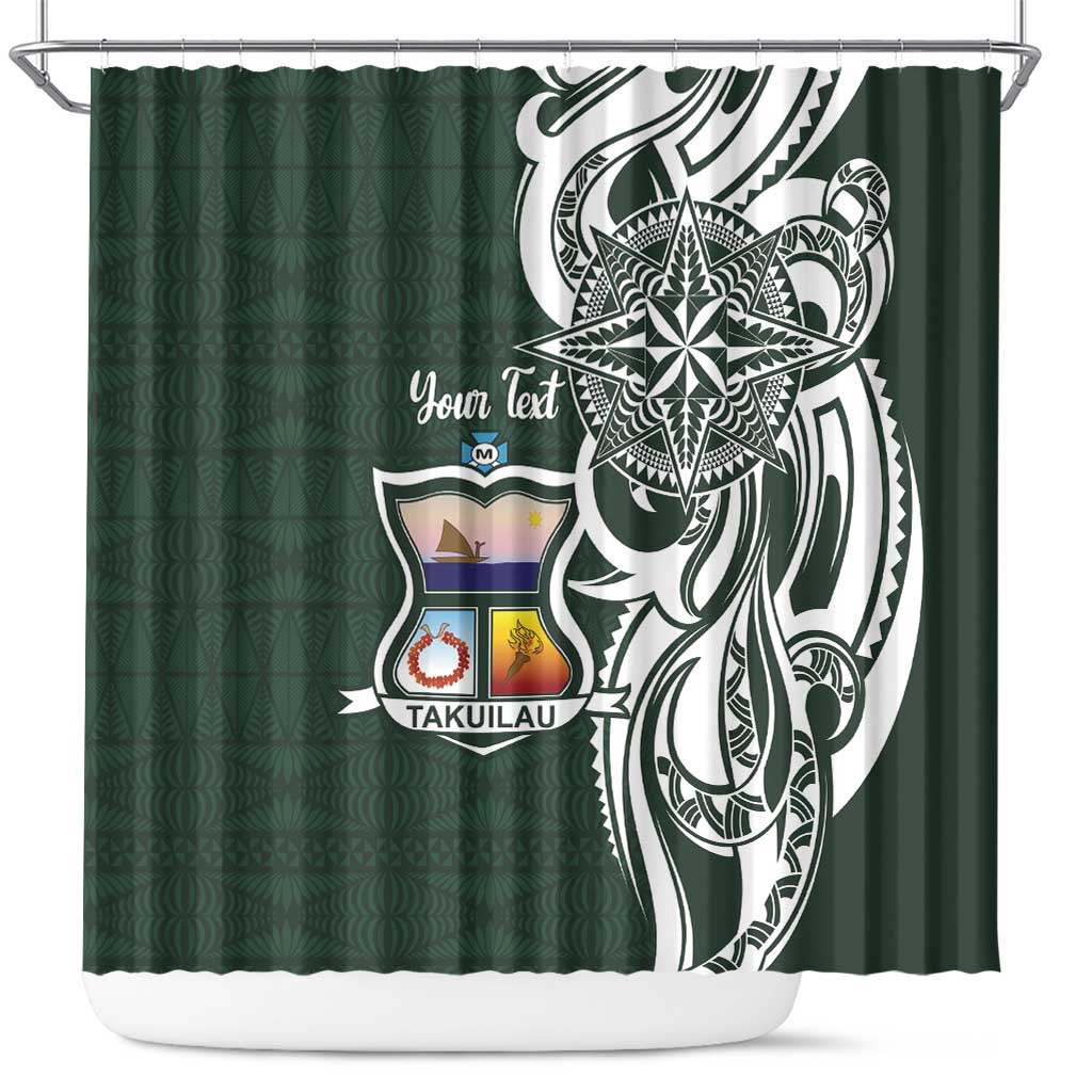 Personalised Tonga Takuilau College Shower Curtain Est 1975 Tongan Ngatu Pattern - Polynesian Pride