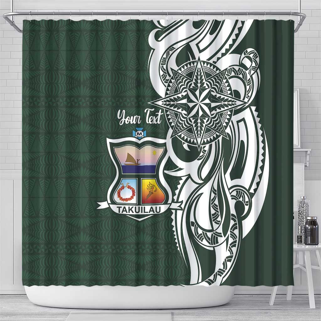 Personalised Tonga Takuilau College Shower Curtain Est 1975 Tongan Ngatu Pattern - Polynesian Pride