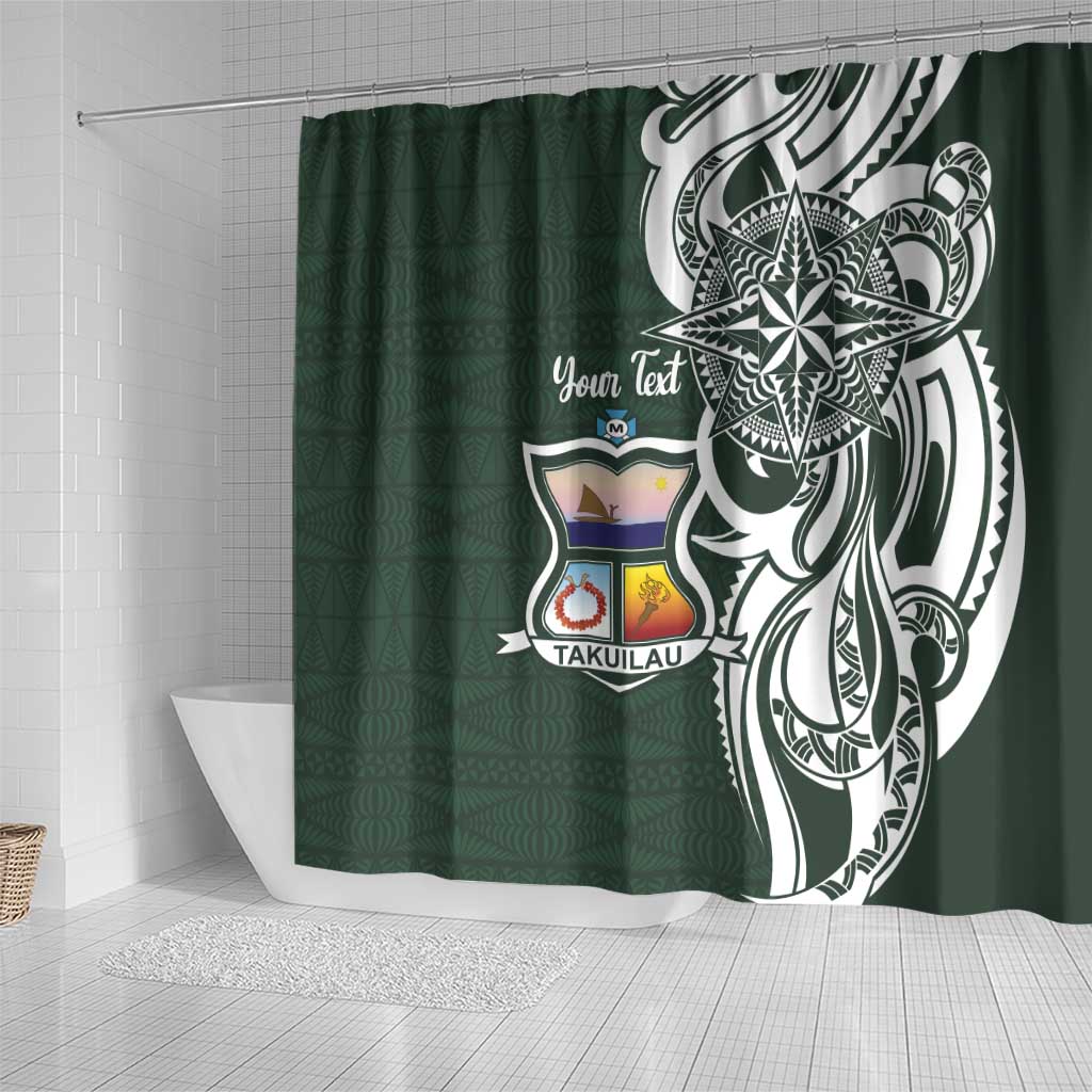 Personalised Tonga Takuilau College Shower Curtain Est 1975 Tongan Ngatu Pattern - Polynesian Pride