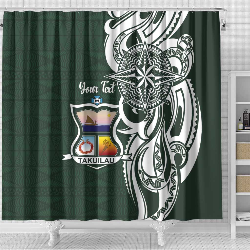 Personalised Tonga Takuilau College Shower Curtain Est 1975 Tongan Ngatu Pattern - Polynesian Pride