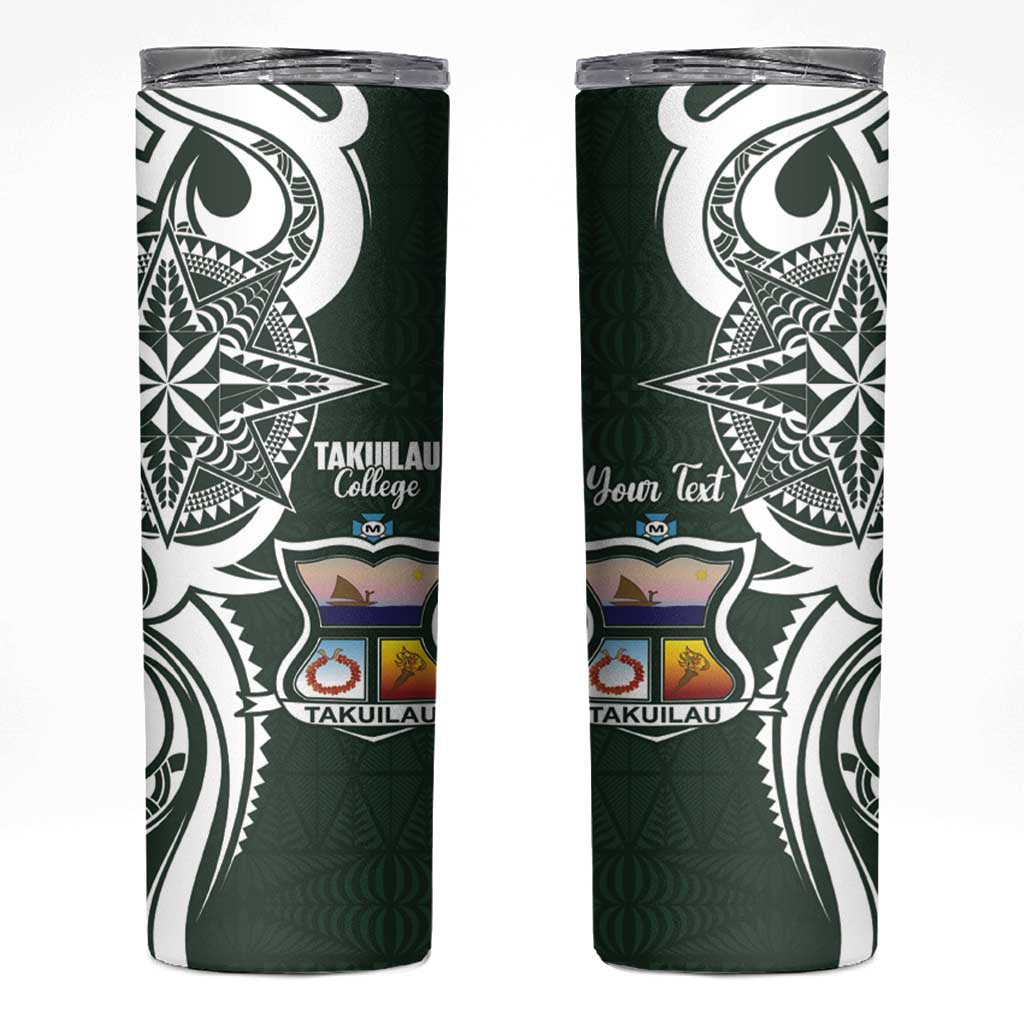 Personalised Tonga Takuilau College Skinny Tumbler Est 1975 Tongan Ngatu Pattern - Polynesian Pride