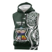 Personalised Tonga Takuilau College Sleeveless Hoodie Est 1975 Tongan Ngatu Pattern - Polynesian Pride