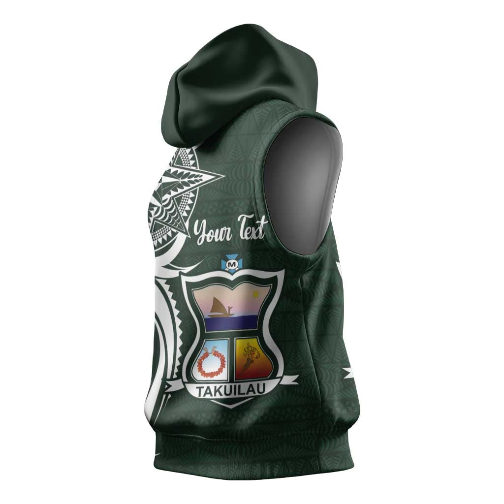 Personalised Tonga Takuilau College Sleeveless Hoodie Est 1975 Tongan Ngatu Pattern - Polynesian Pride