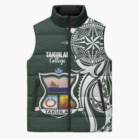 Personalised Tonga Takuilau College Sleeveless Puffer Jacket Est 1975 Tongan Ngatu Pattern - Polynesian Pride
