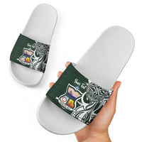 Personalised Tonga Takuilau College Slide Sandals Est 1975 Tongan Ngatu Pattern - Polynesian Pride