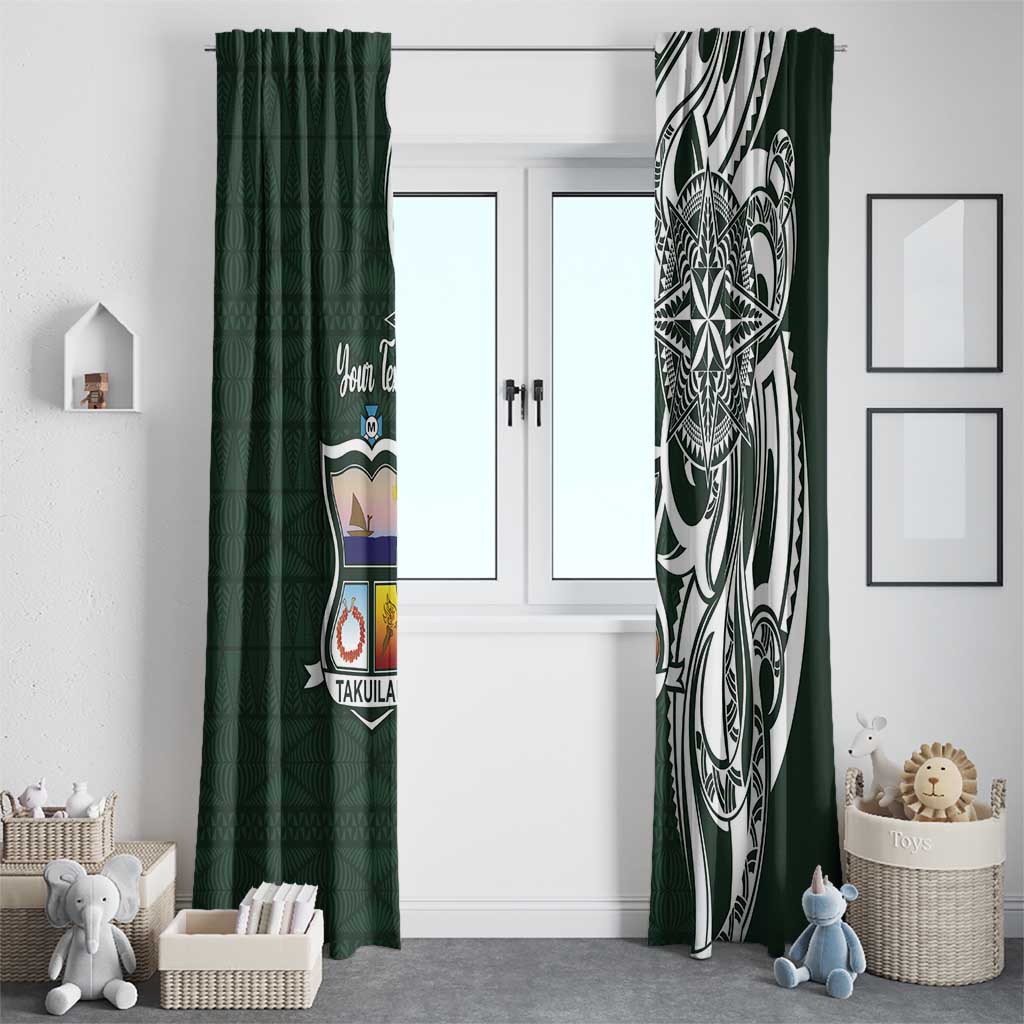 Personalised Tonga Takuilau College Window Curtain Est 1975 Tongan Ngatu Pattern - Polynesian Pride