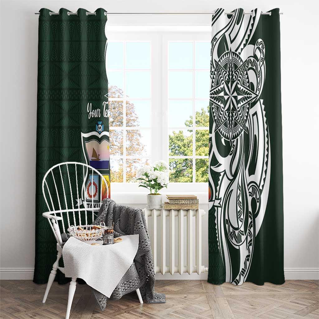 Personalised Tonga Takuilau College Window Curtain Est 1975 Tongan Ngatu Pattern - Polynesian Pride