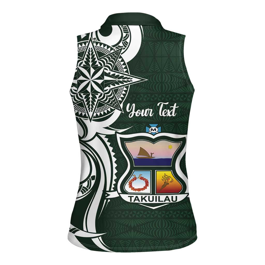 Personalised Tonga Takuilau College Women Sleeveless Polo Shirt Est 1975 Tongan Ngatu Pattern - Polynesian Pride