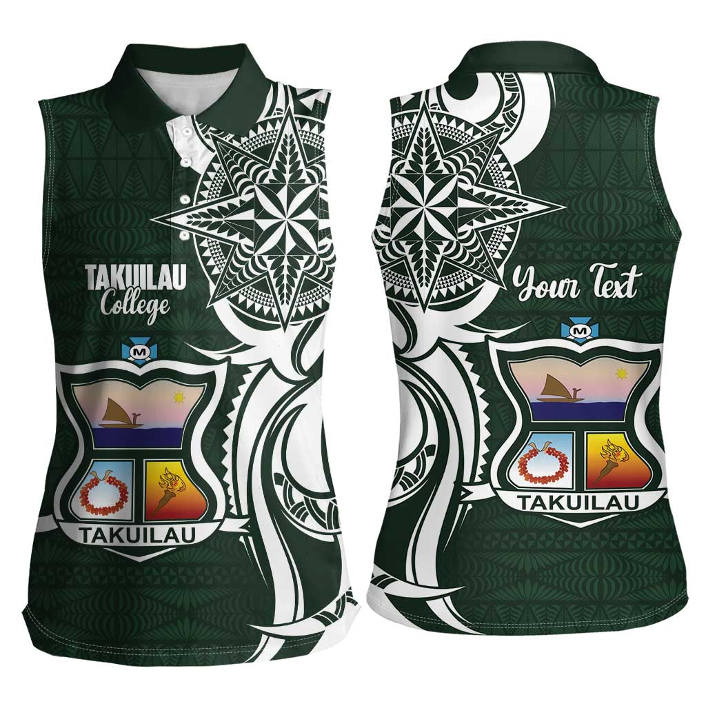 Personalised Tonga Takuilau College Women Sleeveless Polo Shirt Est 1975 Tongan Ngatu Pattern - Polynesian Pride