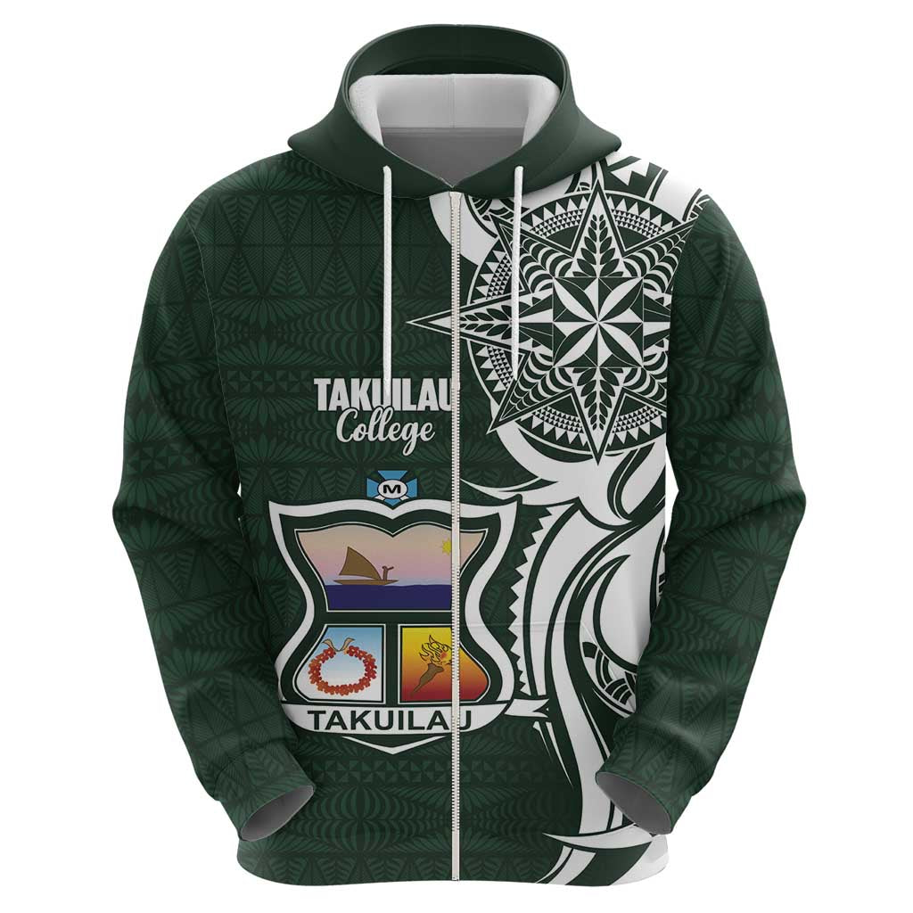 Personalised Tonga Takuilau College Zip Hoodie Est 1975 Tongan Ngatu Pattern - Polynesian Pride