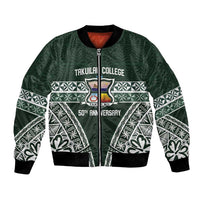 Personalised Tonga Takuilau College Bomber Jacket 50th Anniversary Ngatu Kupesi - Polynesian Pride