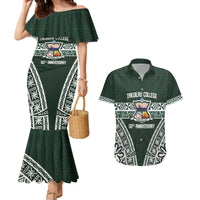 Personalised Tonga Takuilau College Couples Matching Mermaid Dress and Hawaiian Shirt 50th Anniversary Ngatu Kupesi - Polynesian Pride