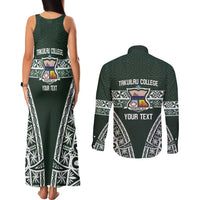 Personalised Tonga Takuilau College Couples Matching Tank Maxi Dress and Long Sleeve Button Shirt 50th Anniversary Ngatu Kupesi - Polynesian Pride