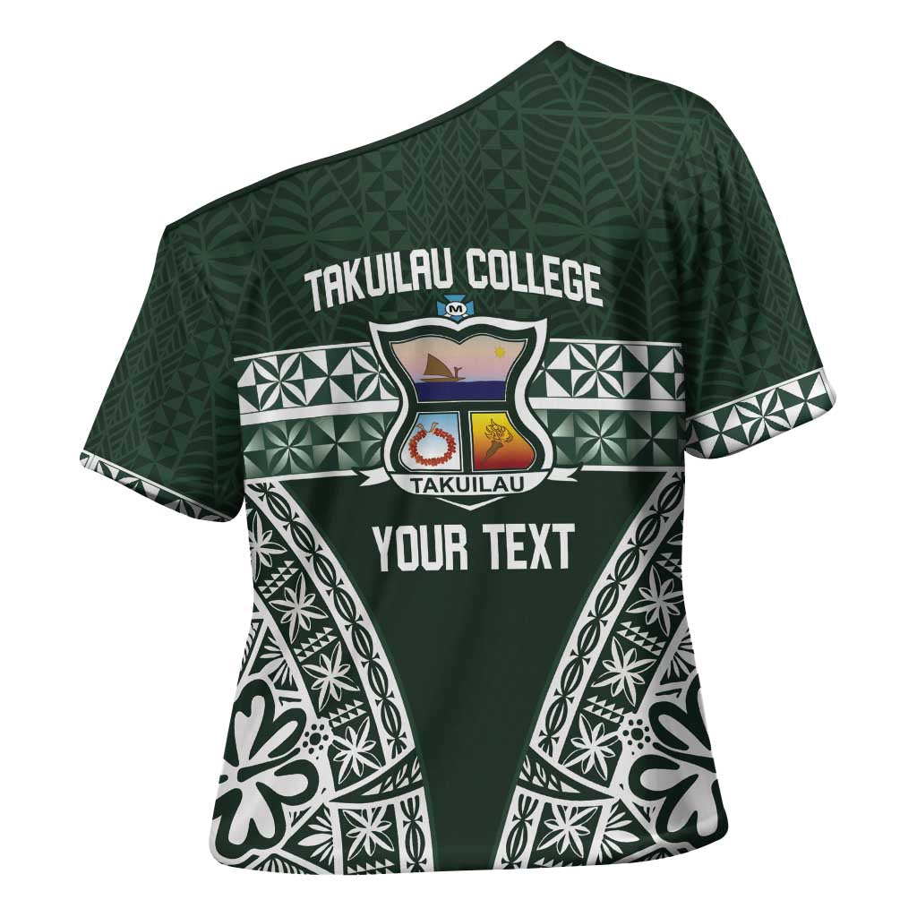 Personalised Tonga Takuilau College Cross Shoulder Shirt 50th Anniversary Ngatu Kupesi - Polynesian Pride