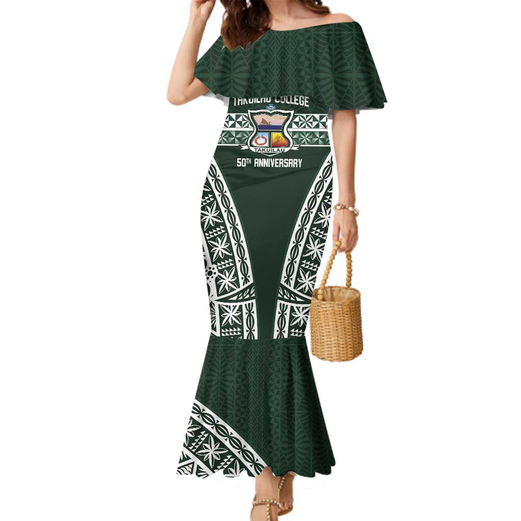 Personalised Tonga Takuilau College Family Matching Mermaid Dress and Hawaiian Shirt 50th Anniversary Ngatu Kupesi - Polynesian Pride