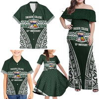 Personalised Tonga Takuilau College Family Matching Off Shoulder Maxi Dress and Hawaiian Shirt 50th Anniversary Ngatu Kupesi - Polynesian Pride