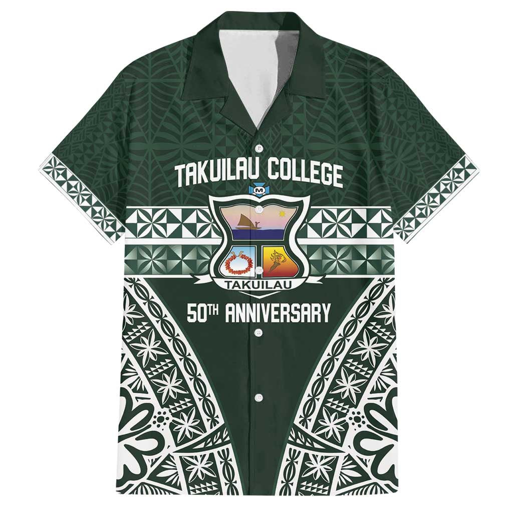 Personalised Tonga Takuilau College Family Matching Puletasi and Hawaiian Shirt 50th Anniversary Ngatu Kupesi - Polynesian Pride