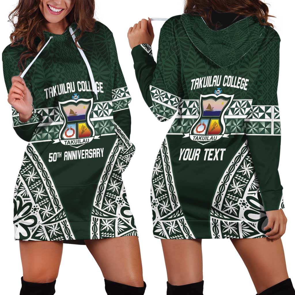 Personalised Tonga Takuilau College Hoodie Dress 50th Anniversary Ngatu Kupesi - Polynesian Pride