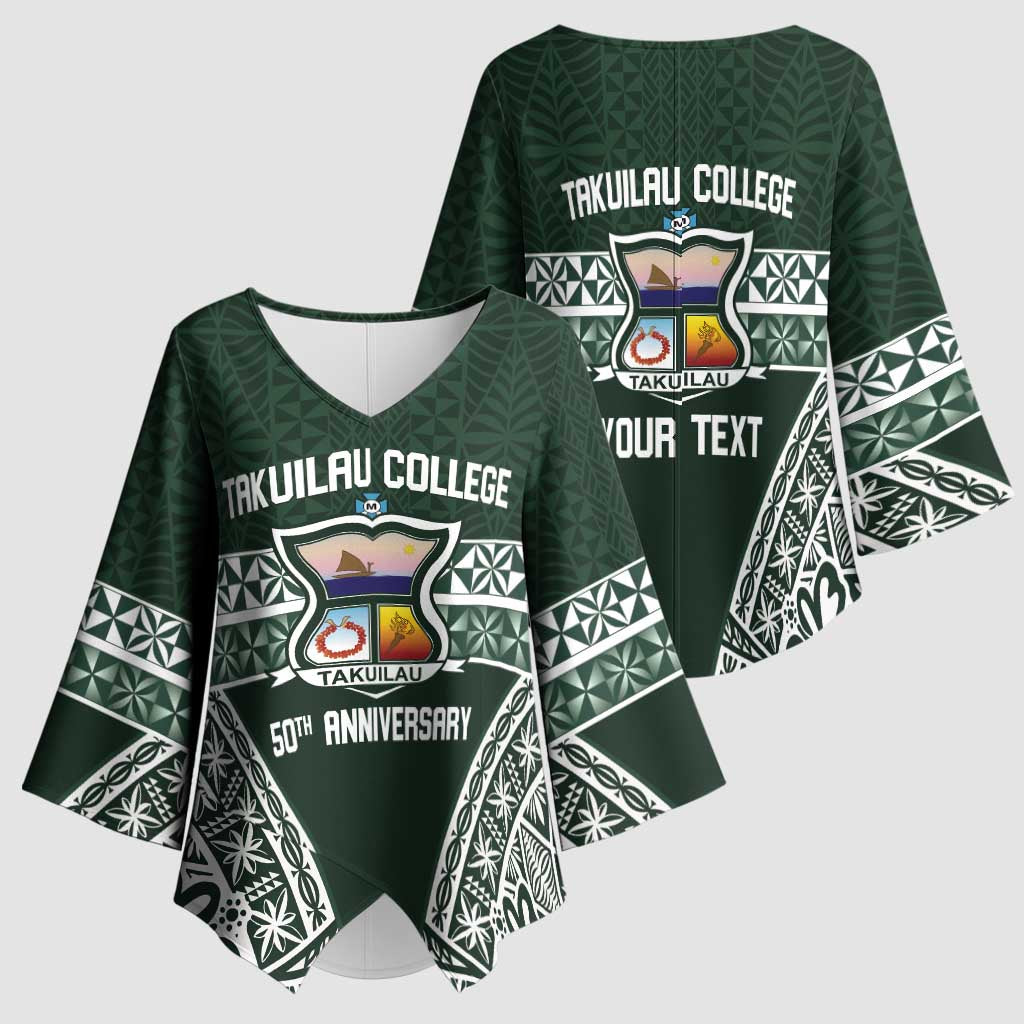 Personalised Tonga Takuilau College Kimono Sleeve Blouse 50th Anniversary Ngatu Kupesi - Polynesian Pride