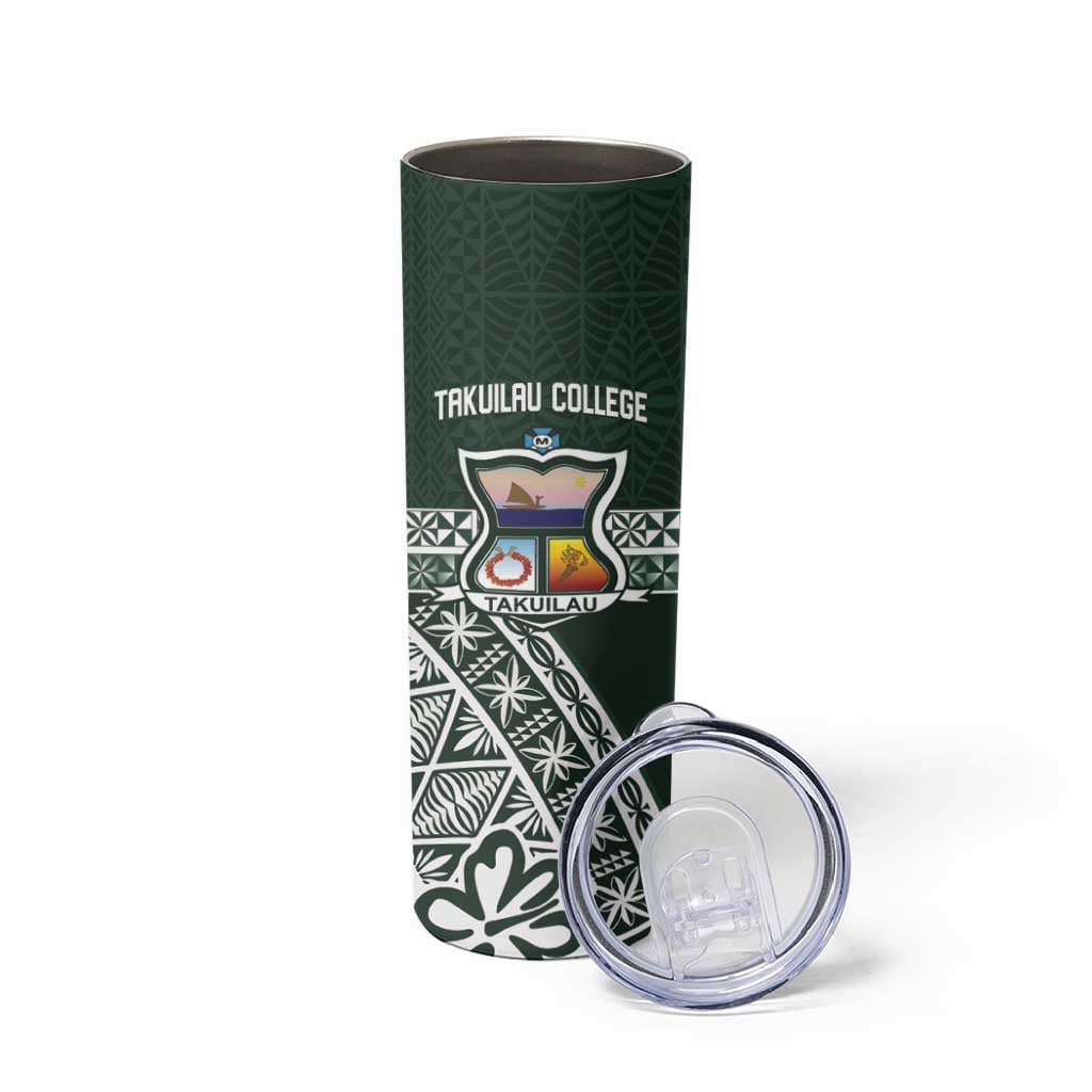 Personalised Tonga Takuilau College Skinny Tumbler 50th Anniversary Ngatu Kupesi - Polynesian Pride
