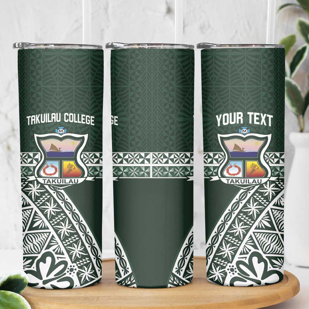 Personalised Tonga Takuilau College Skinny Tumbler 50th Anniversary Ngatu Kupesi - Polynesian Pride