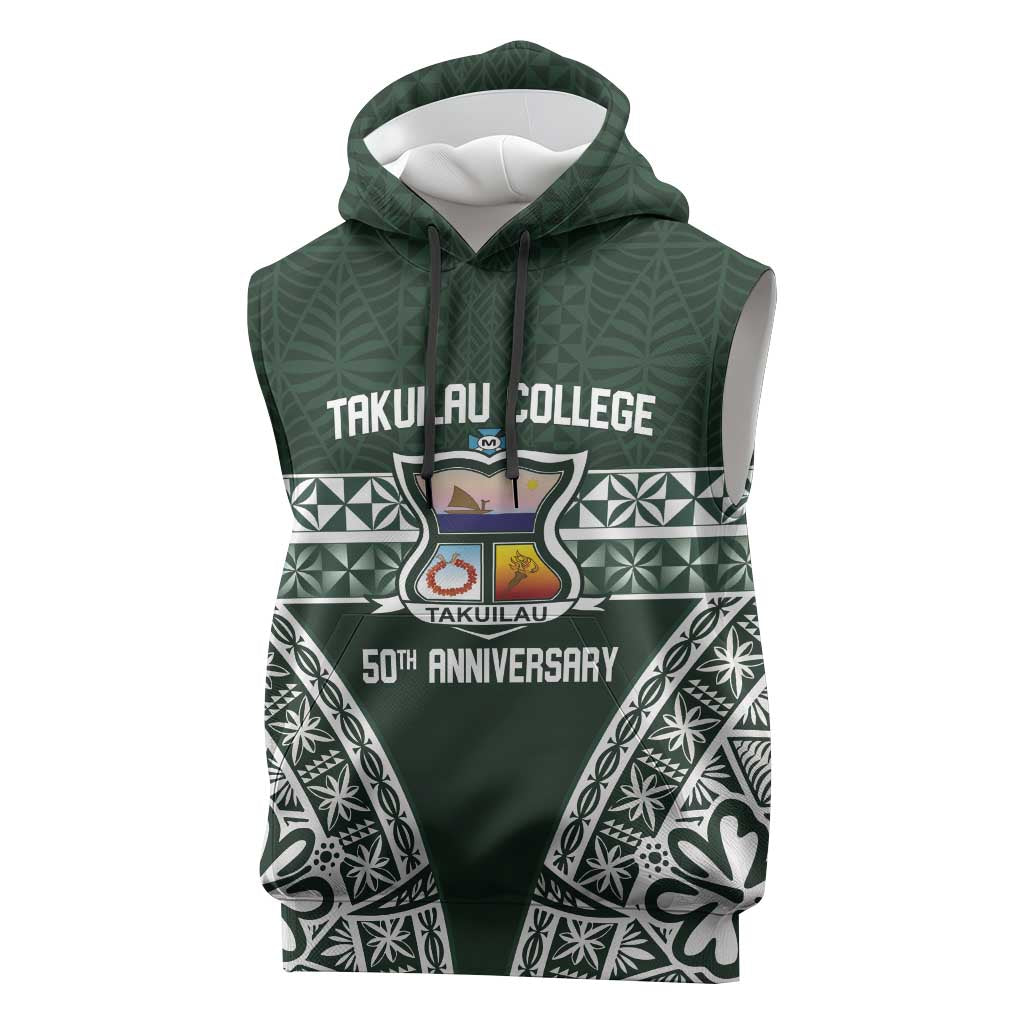 Personalised Tonga Takuilau College Sleeveless Hoodie 50th Anniversary Ngatu Kupesi - Polynesian Pride