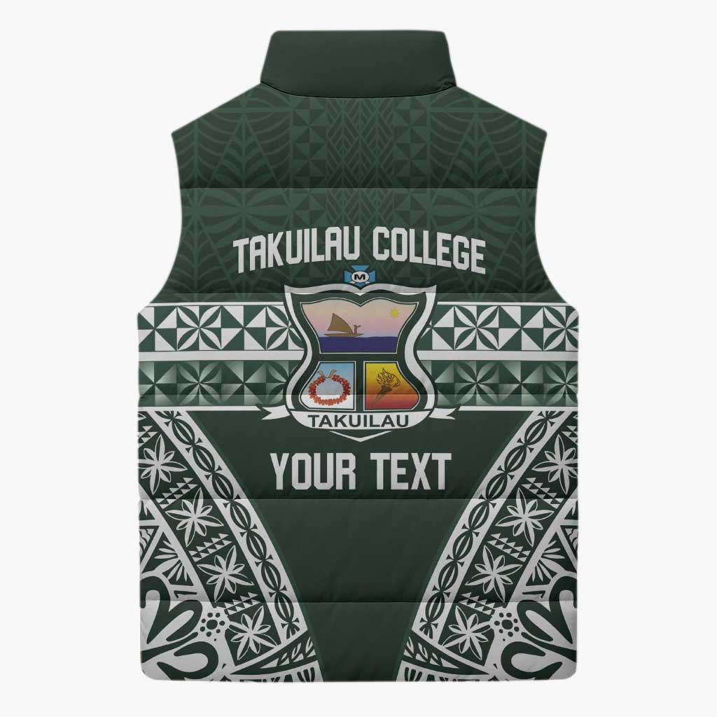 Personalised Tonga Takuilau College Sleeveless Puffer Jacket 50th Anniversary Ngatu Kupesi - Polynesian Pride