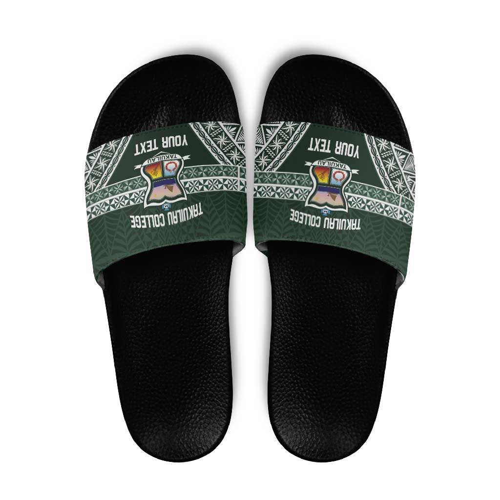 Personalised Tonga Takuilau College Slide Sandals 50th Anniversary Ngatu Kupesi - Polynesian Pride