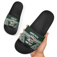 Personalised Tonga Takuilau College Slide Sandals 50th Anniversary Ngatu Kupesi - Polynesian Pride