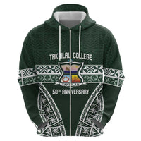 Personalised Tonga Takuilau College Zip Hoodie 50th Anniversary Ngatu Kupesi - Polynesian Pride