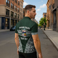 Personalised Tonga Takuilau College Zipper Polo Shirt 50th Anniversary Ngatu Kupesi - Polynesian Pride