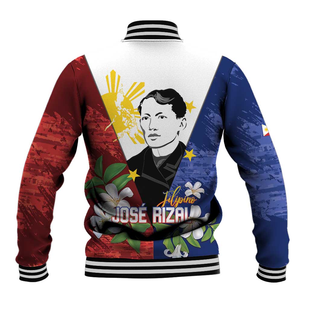 Philippines Rizal Day Baseball Jacket Filipino Sampaguita Grunge Style - Polynesian Pride