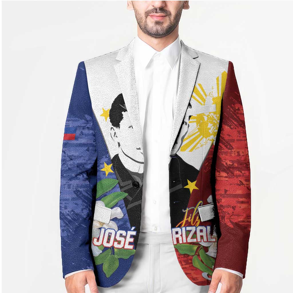 Philippines Rizal Day Blazer Filipino Sampaguita Grunge Style - Polynesian Pride