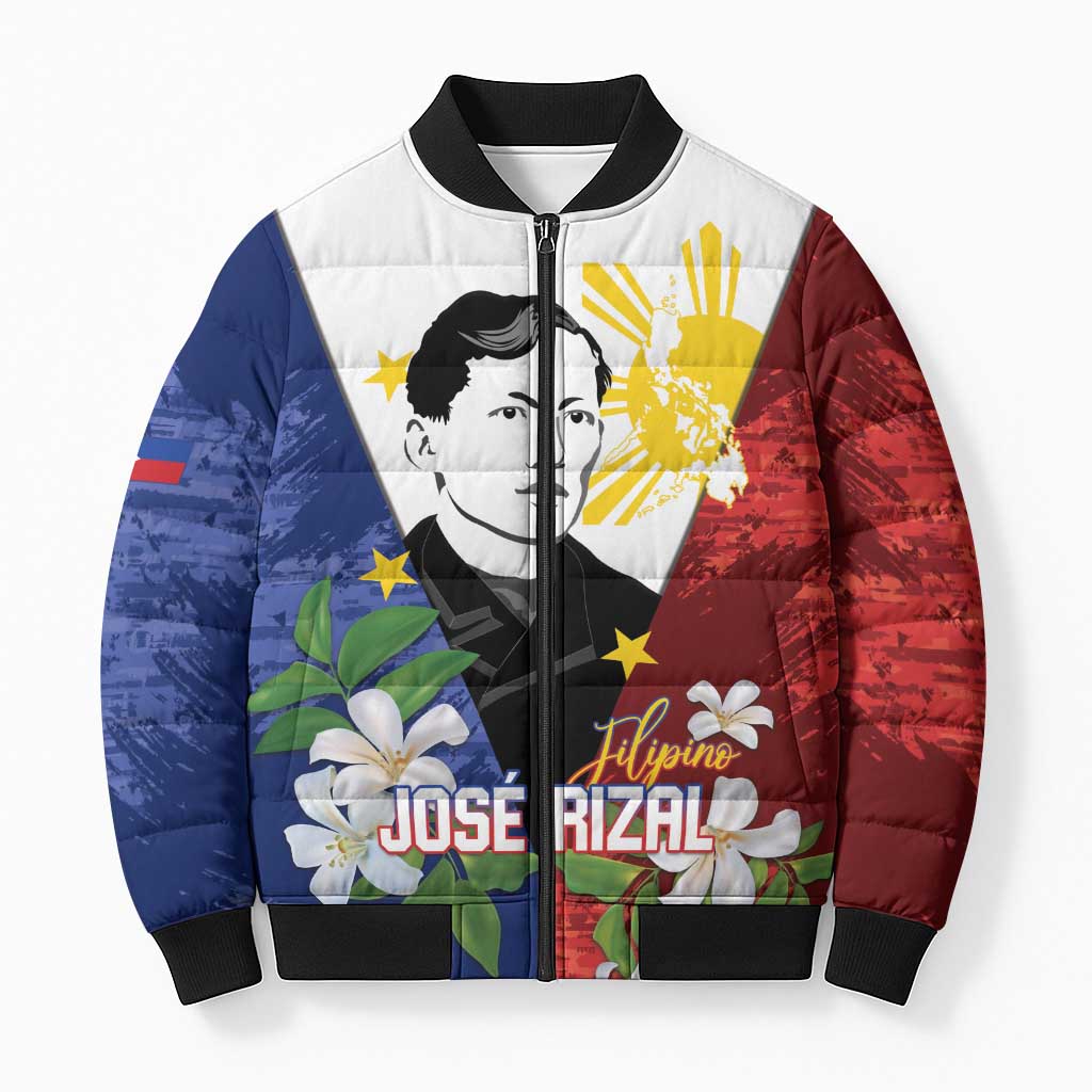 Philippines Rizal Day Bomber Puffer Jacket Filipino Sampaguita Grunge Style LT14 Unisex Blue - Polynesian Pride