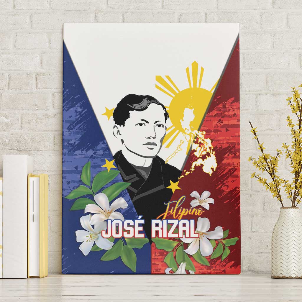 Philippines Rizal Day Canvas Wall Art Filipino Sampaguita Grunge Style LT14 Without Frame Blue - Polynesian Pride