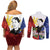 Philippines Rizal Day Couples Matching Off Shoulder Short Dress and Long Sleeve Button Shirt Filipino Sampaguita Grunge Style - Polynesian Pride