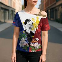 Philippines Rizal Day Cross Shoulder Shirt Filipino Sampaguita Grunge Style - Polynesian Pride