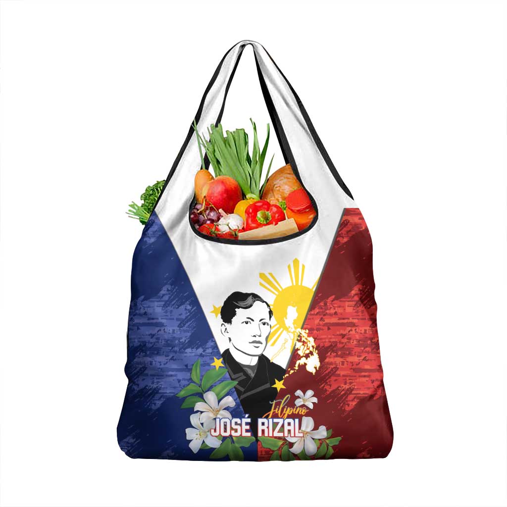 Philippines Rizal Day Grocery Bag Filipino Sampaguita Grunge Style LT14 1-pack One Size Blue - Polynesian Pride