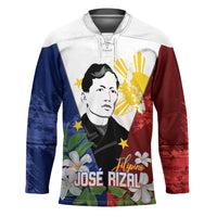 Philippines Rizal Day Hockey Jersey Filipino Sampaguita Grunge Style - Polynesian Pride