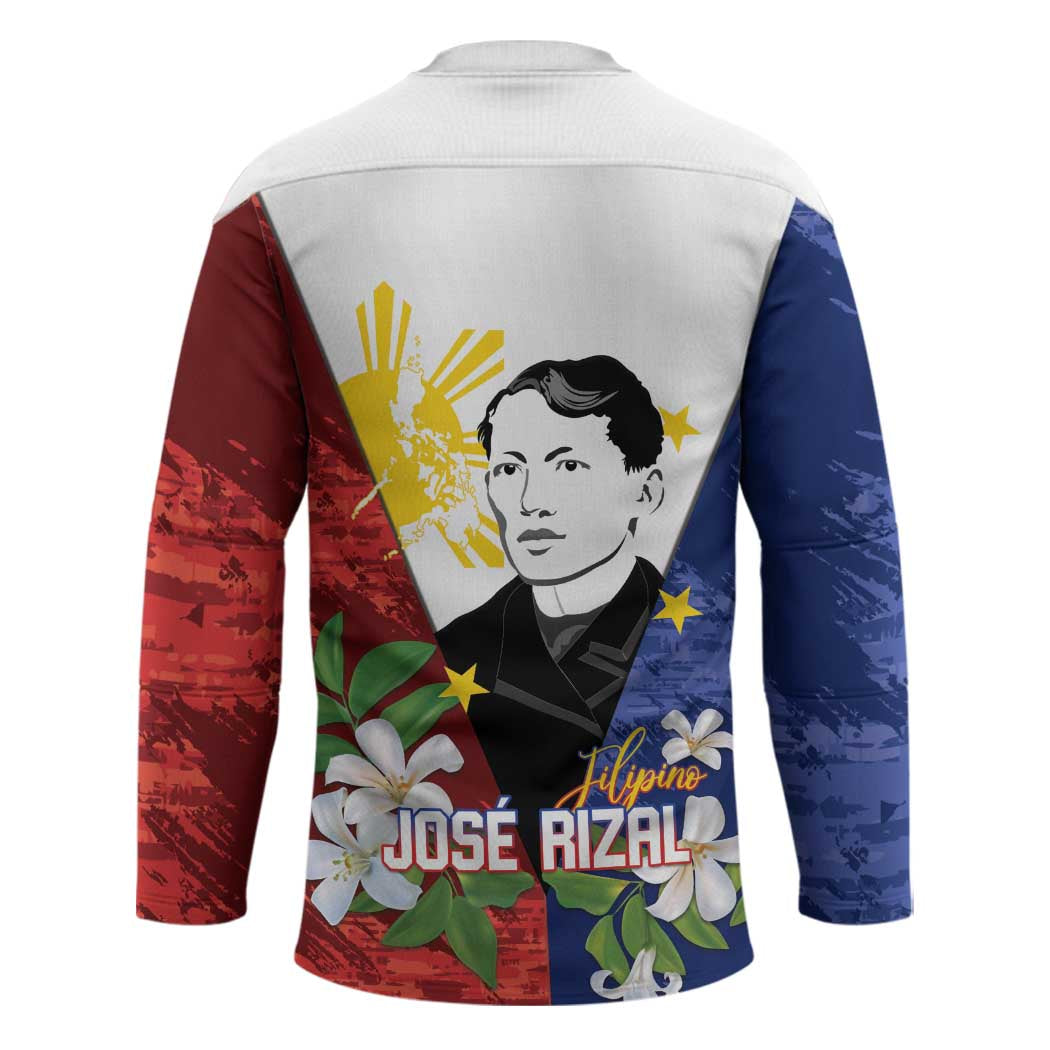 Philippines Rizal Day Hockey Jersey Filipino Sampaguita Grunge Style - Polynesian Pride
